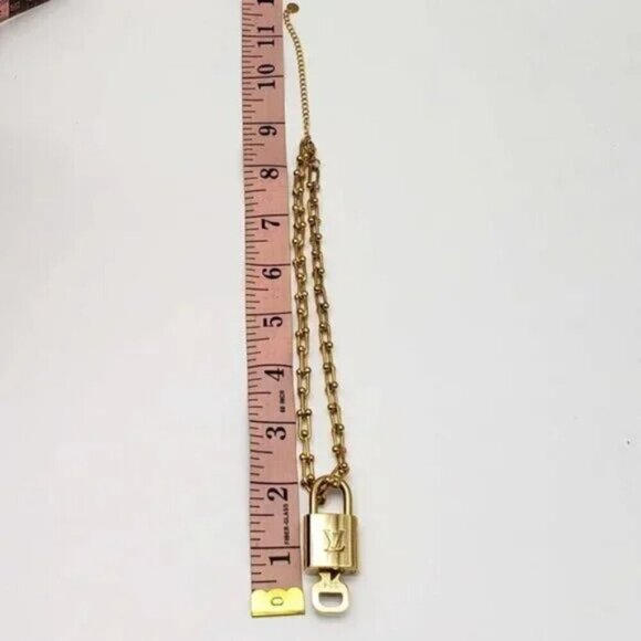 Authentic Louis Vuitton Lock and Key Gold Color with Gold Plated Chain Necklace - Picture 6 of 8